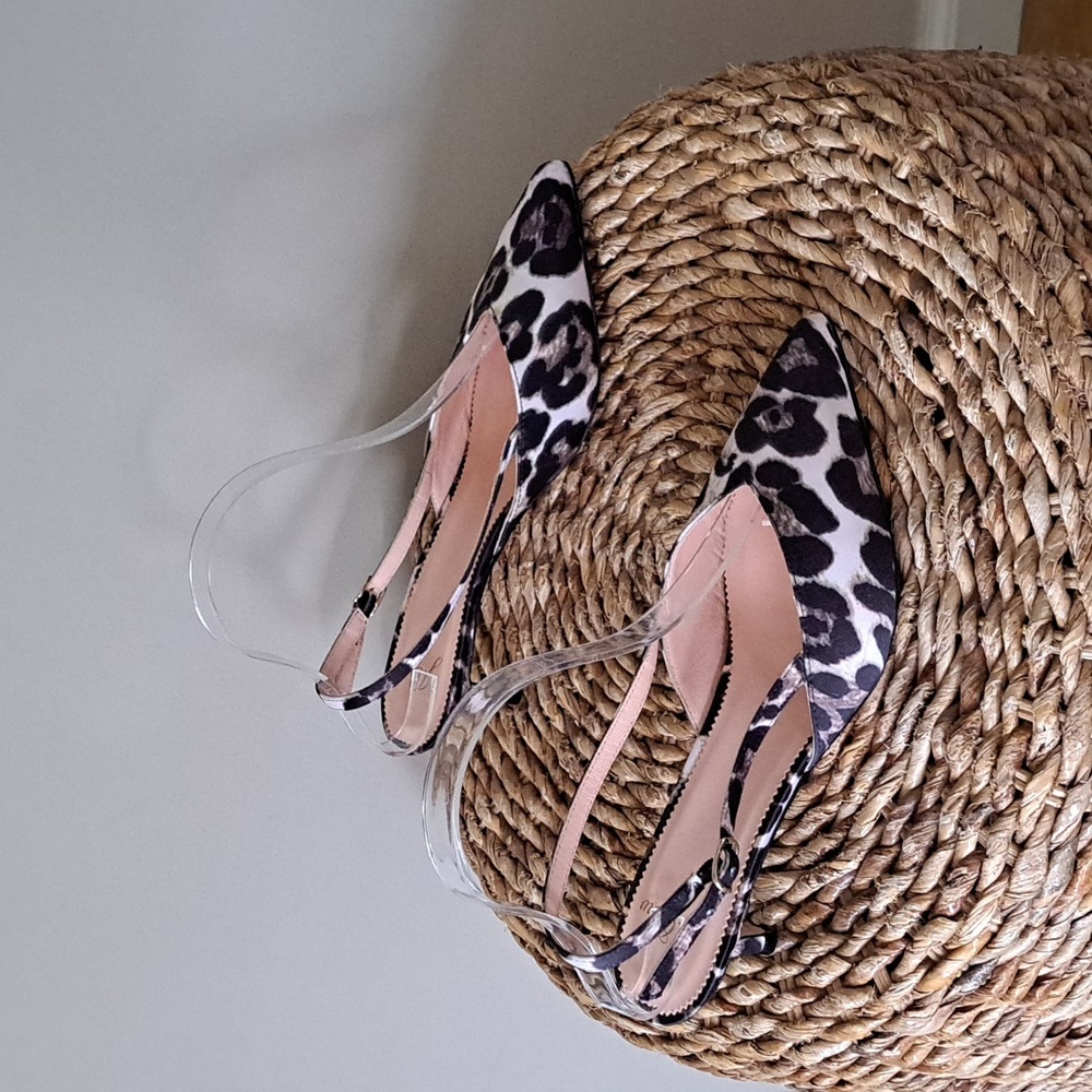 NWOT J.Crew Womens Sophia Leopard Print Slingback Kitten‎ 2.5" Heel Pumps S-7.5